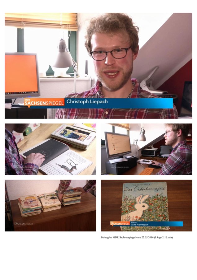Bildfolge aus einem Fernsehbeitrag &uuml;ber das Kinderbuch-Archiv