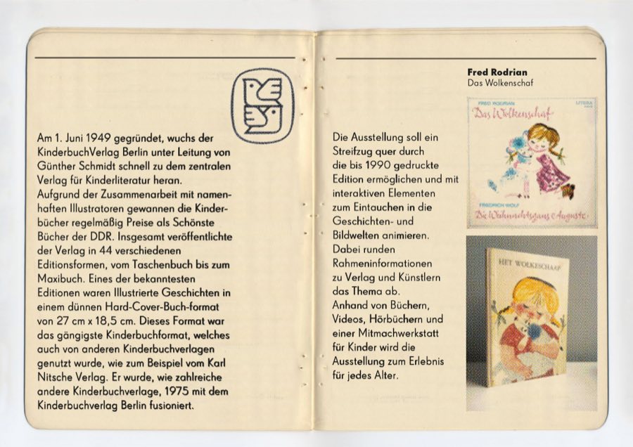 Faltblatt, Doppelseite &uuml;ber den KinderbuchVerlag Berlin