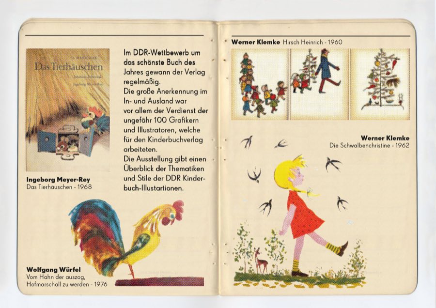 Faltblatt, Doppelseite zu Illustratorinnen und Illustratoren des Verlags